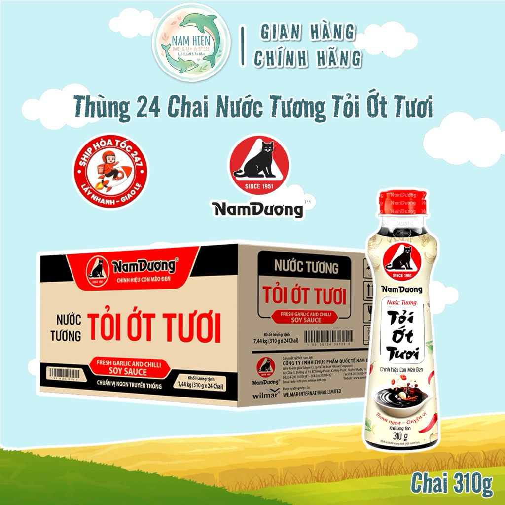 Sỉ Thùng 24 Chai Nước Tương Nam Dương Tỏi Ớt Tươi Nam Dương - Chai 310g