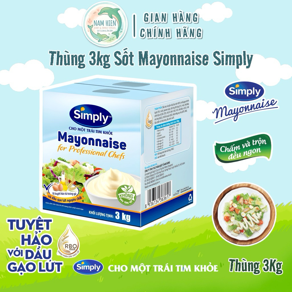 Sốt Mayonnaise Simply Vị Nguyên Bản - Hộp 3kg
